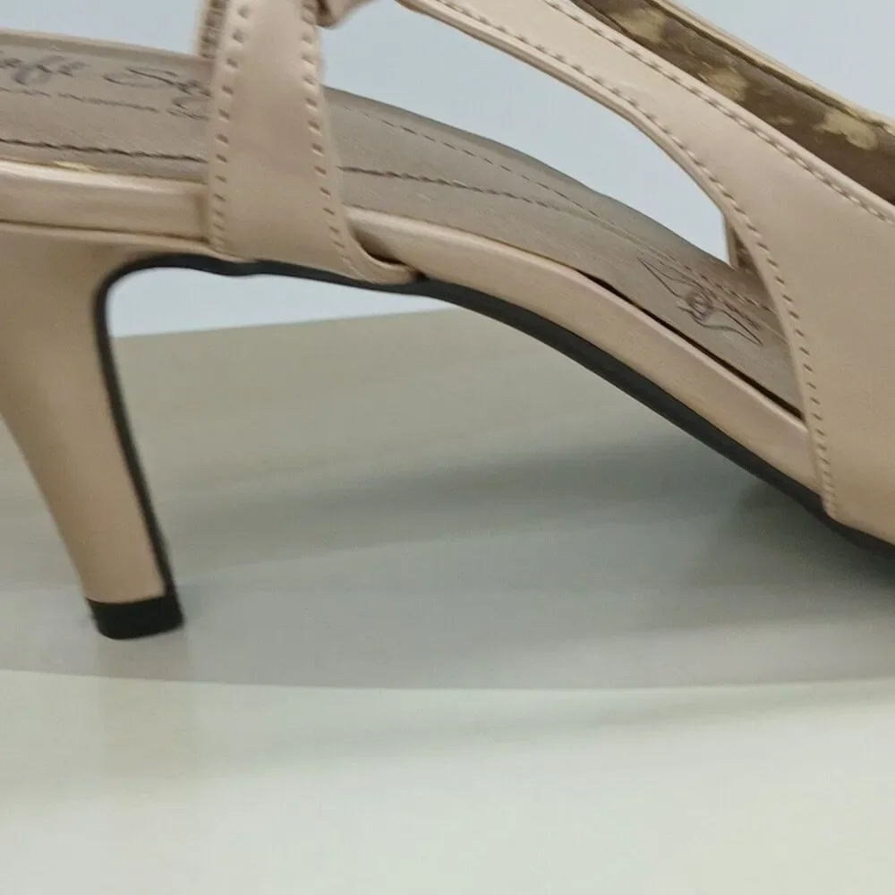 Soft Style By Hush Puppies Co. Catey Slingback Pumps Bone Pearl Patent 7.5M Read